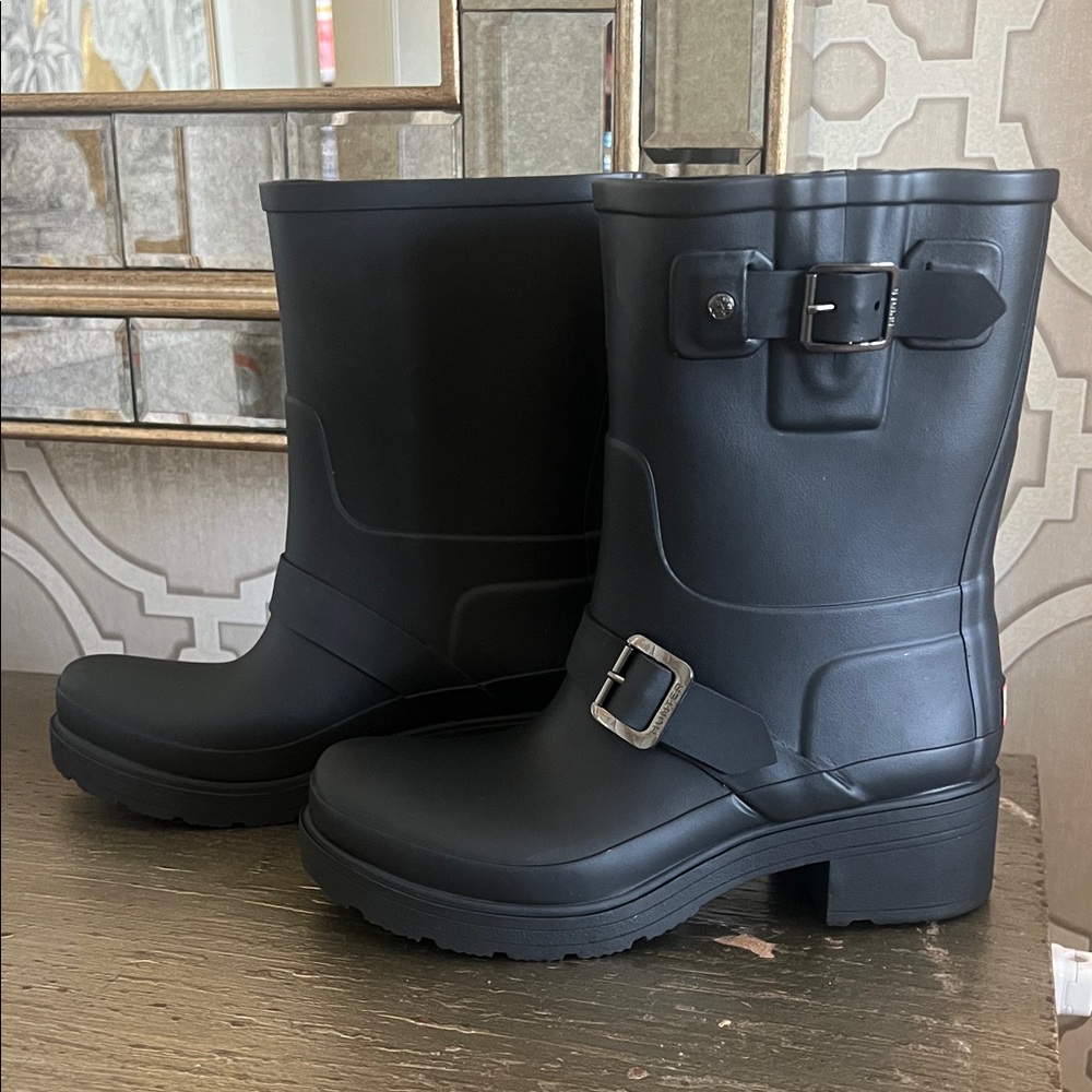 Hunter Black Women's Boots with Buckles